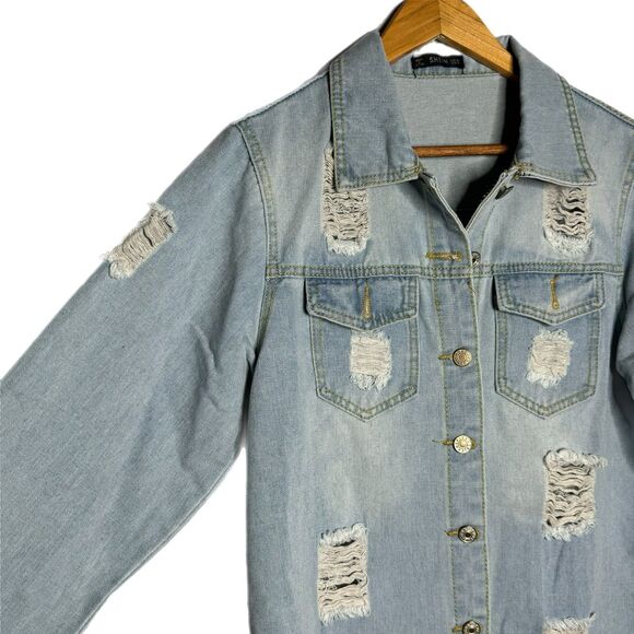 Medium distressed Denim jacket - Picture 3 of 9